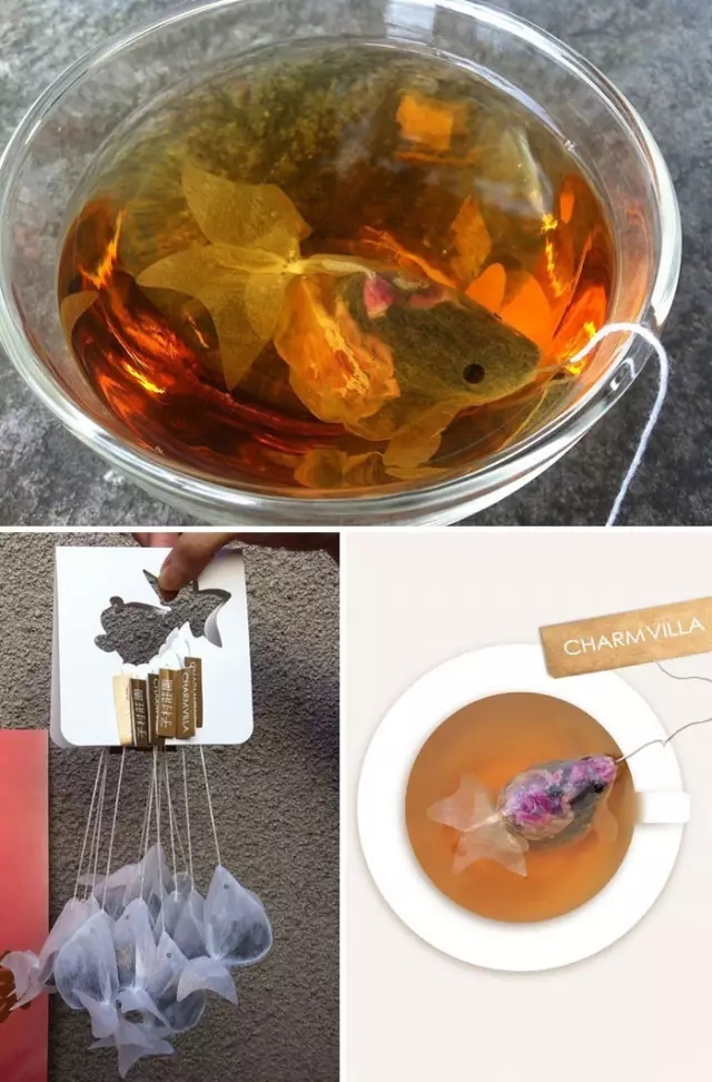 金魚茶包，泡水之后相似度更高